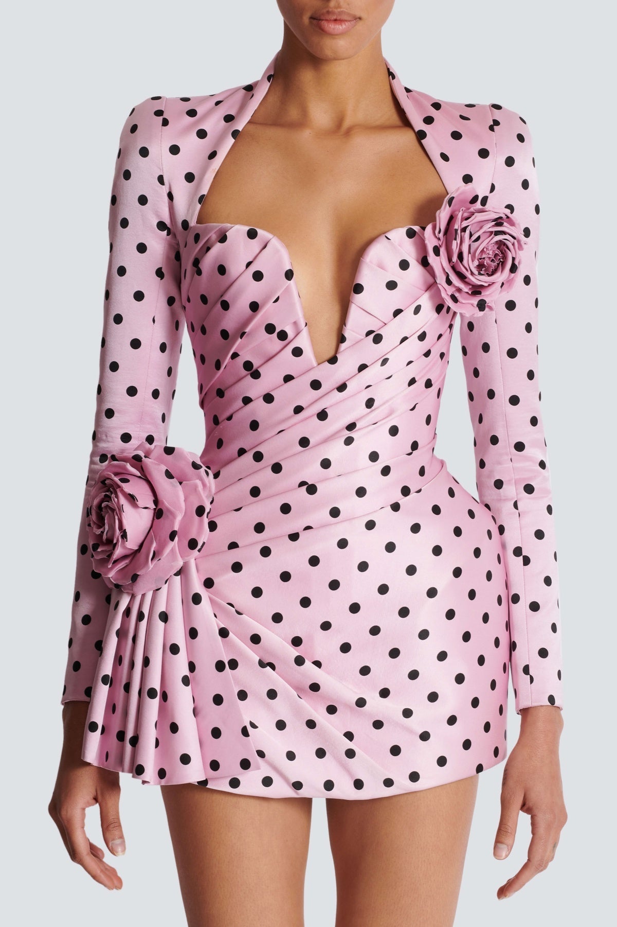 Ostelle Polka Dots Satin Mini Dress - Pink - Stylish pink dress for special occasions | Buy Online