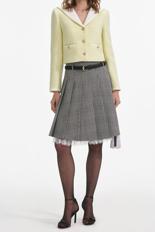 Ellalabel wendy Boucle Contrast Collar Jacket in Yellow - Crafted from High-quality Fabrication - Designed for Elegant Occasions.