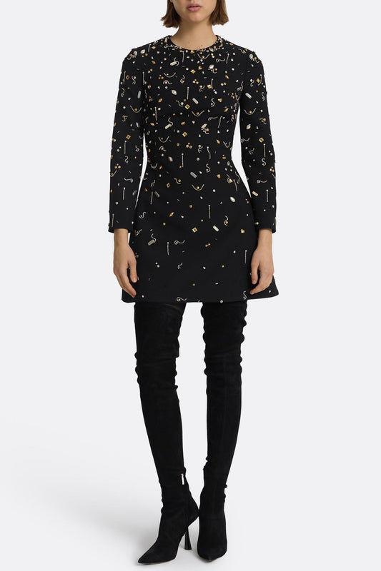 Ellalabel Pamaria Diamante Embroidery Mini Dress - Crafted from High-quality Fabrication- Best for Cocktail Parties and Night Out.