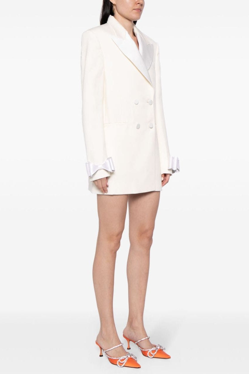 Stylish white dress | Pipa Crystal Bow-detail Blazer Dress - White - Ideal for special occasions