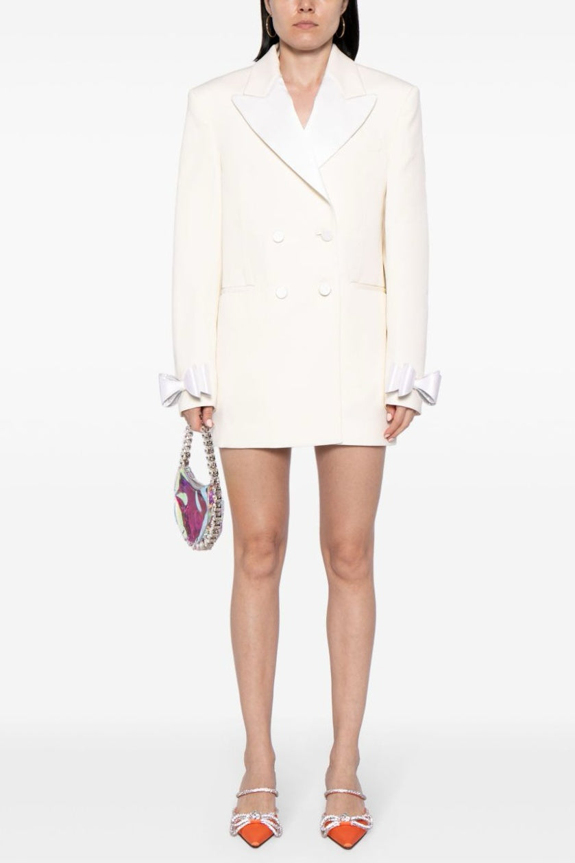 Stylish white dress | Pipa Crystal Bow-detail Blazer Dress - White - Ideal for special occasions