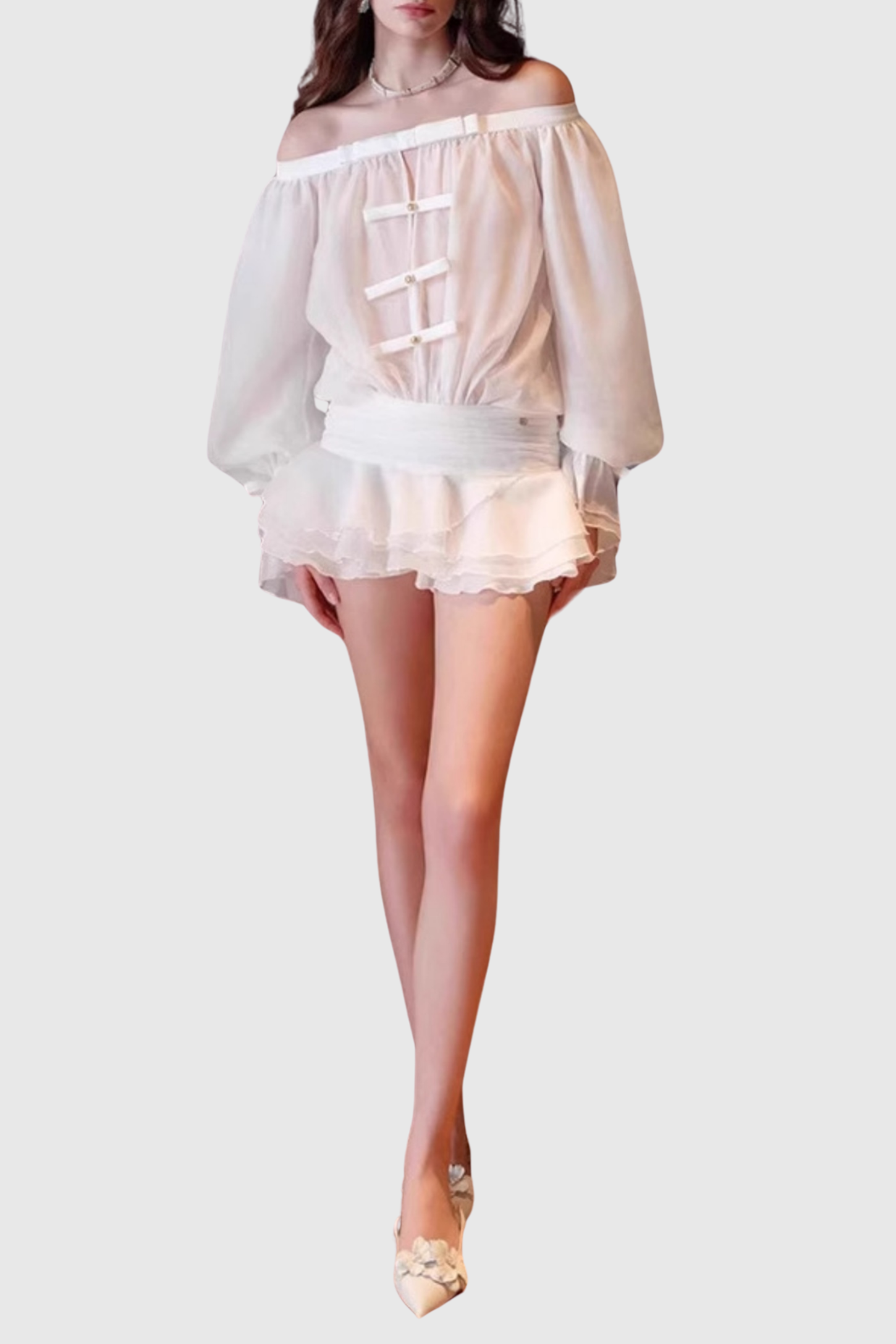 Shop  white dress - Perfect for special occasions | Raylene Off Shoulder Bow Ruffle Mini Dress - White