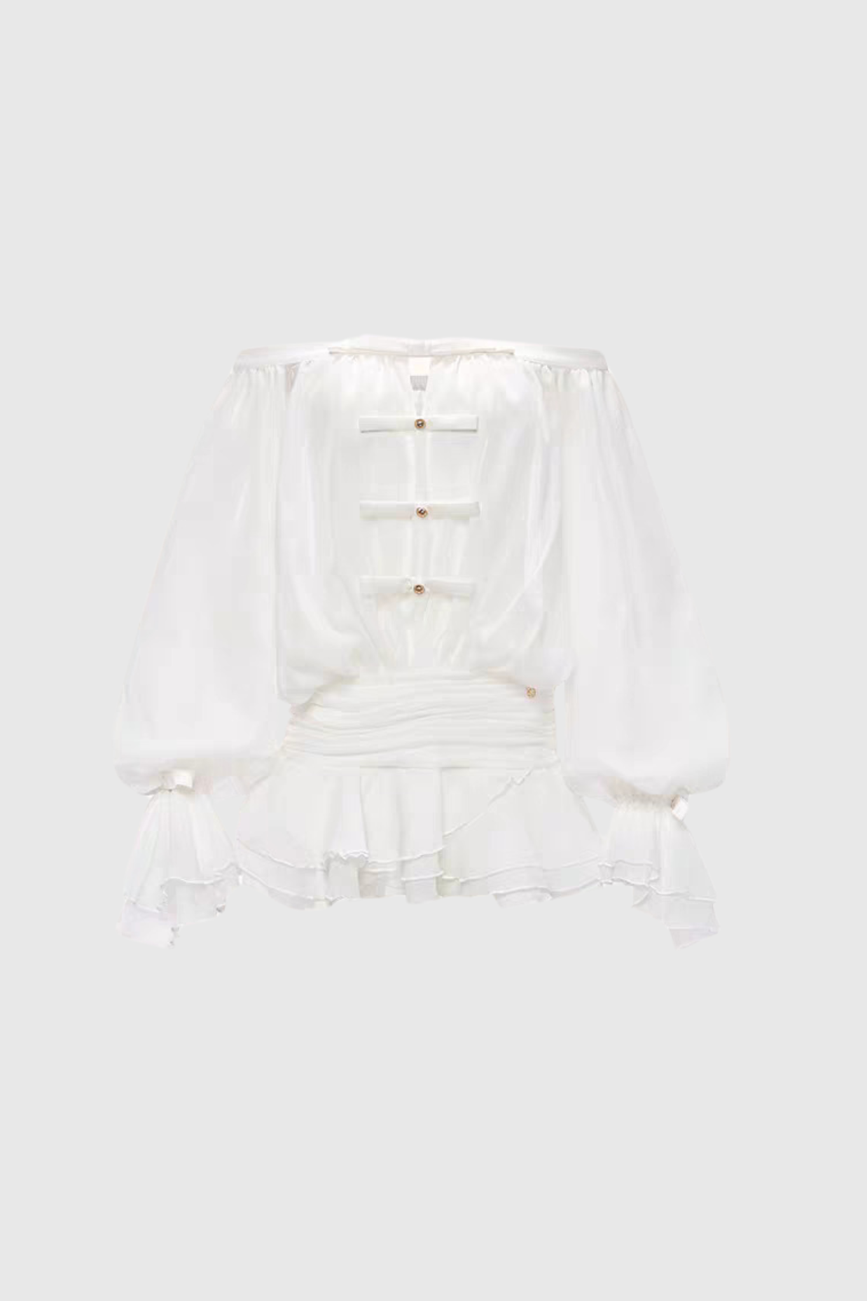 Raylene Off Shoulder Bow Ruffle Mini Dress - White - Stylish white dress for special occasions | Buy Online