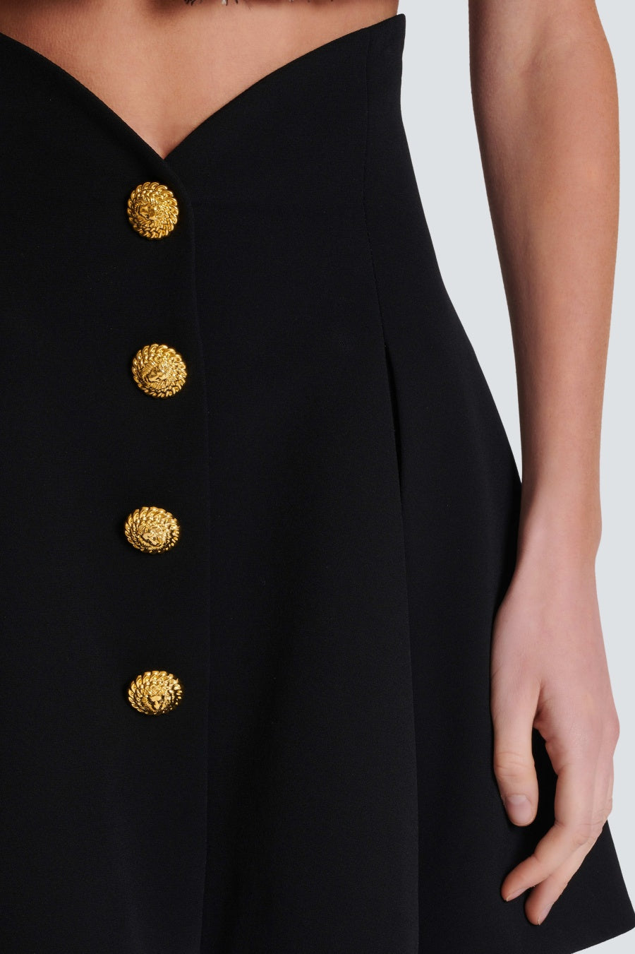 Rayne Gold Buttoned Mini Skirt - Stylish beautiful mini for special occasions | Buy Online
