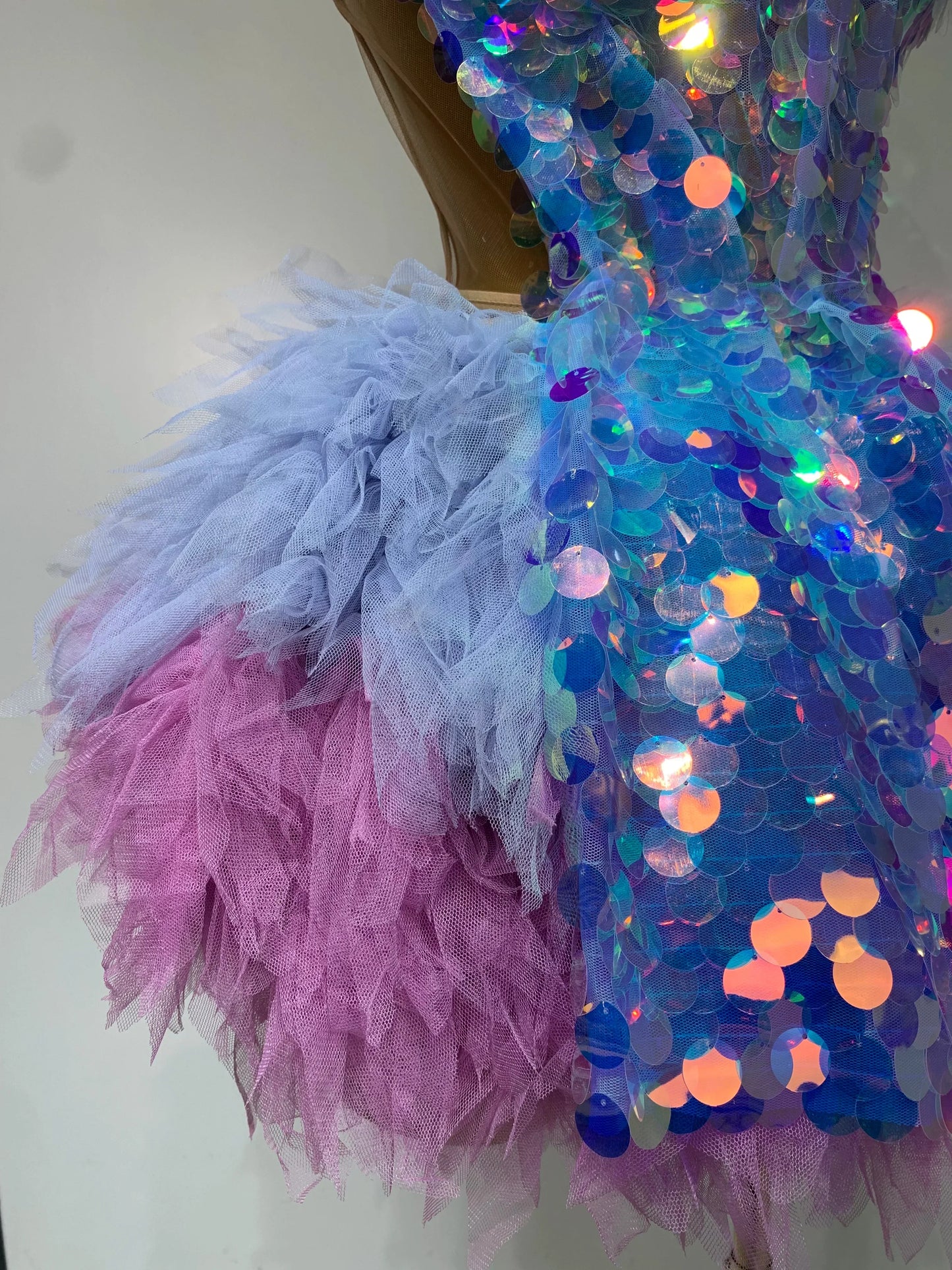 Ruby Sparkly Sequins Ruffles Backless Two Pieces Set