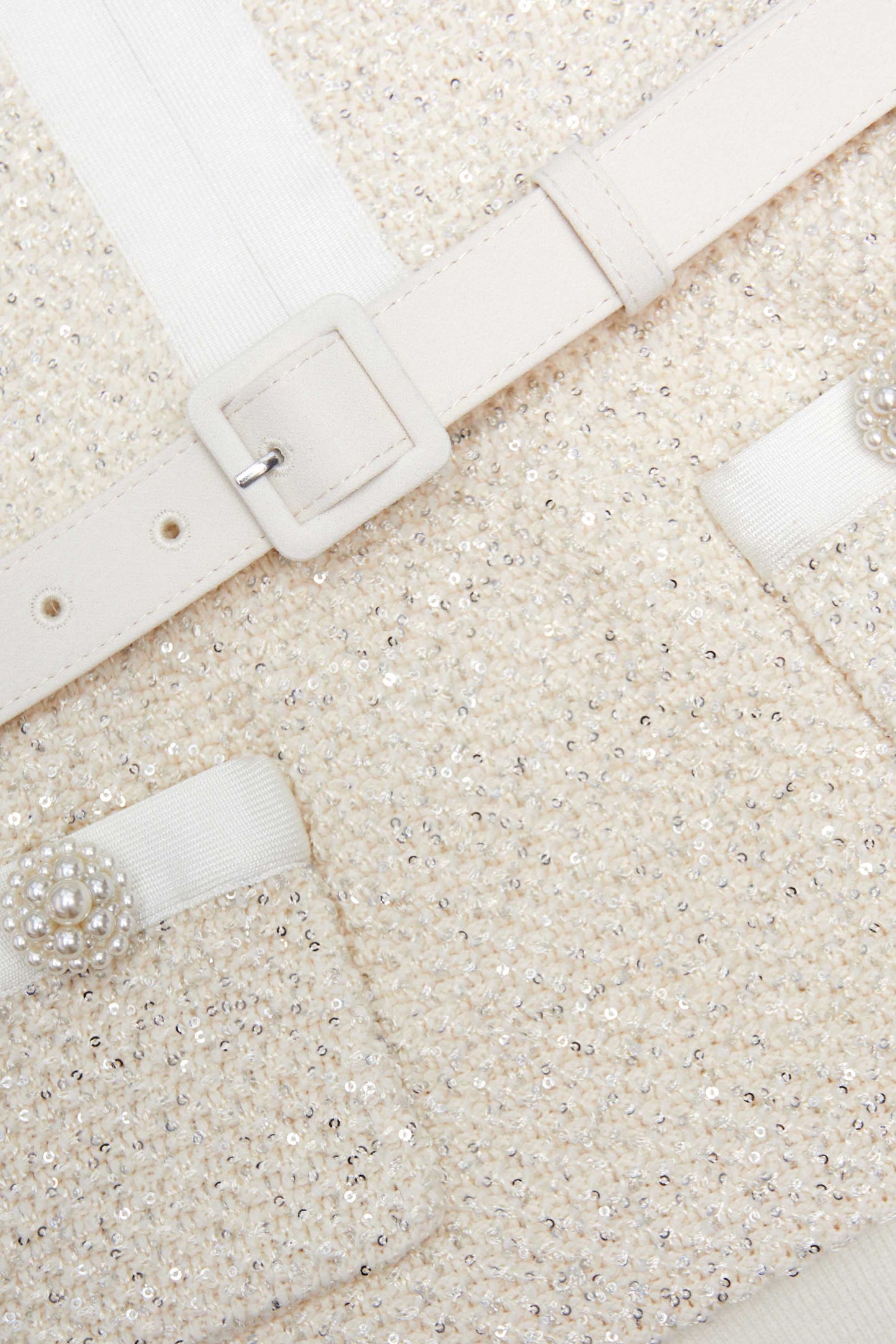 Lilith Cream Sequin Knit top skirt set