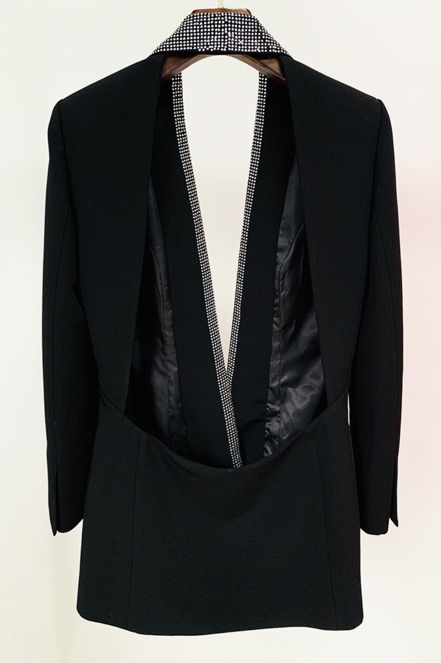 Scarlett Crystal Embellished Cutout Blazer Dress - Black