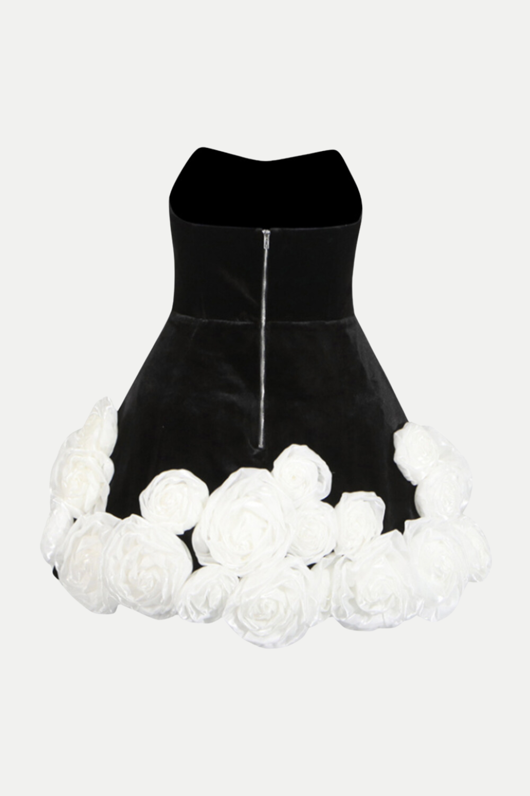 Stylish black dress | Sebast Flower Strapless Velvet Mini Dress - Black - Ideal for special occasions