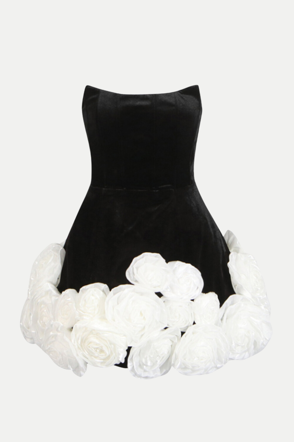 Shop  black dress - Perfect for special occasions | Sebast Flower Strapless Velvet Mini Dress - Black