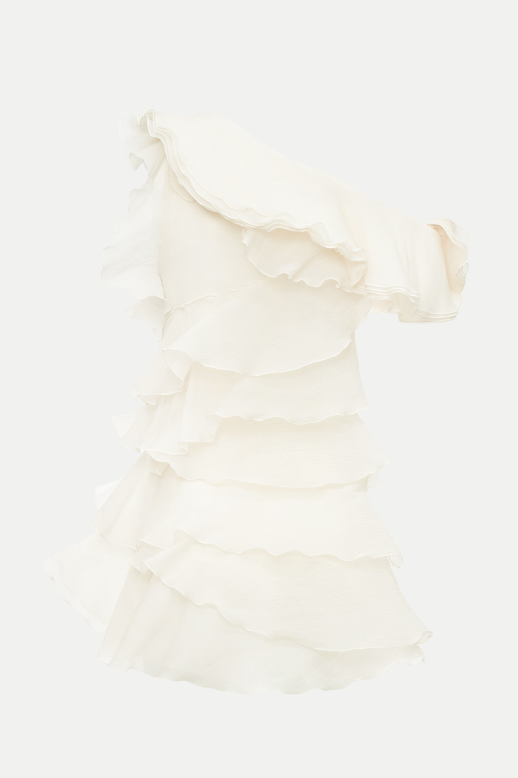 Stylish beige dress | Shelyn Flower One Shoulder Ruffle Mini Dress - Beige - Ideal for special occasions