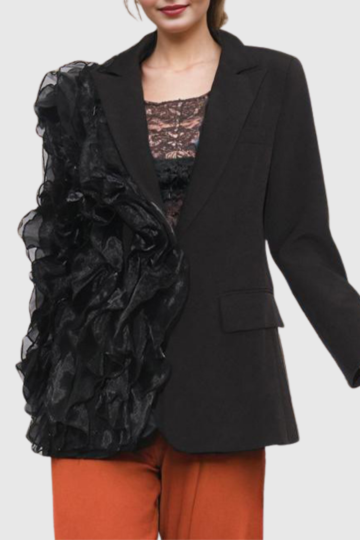 Shop  beautiful dress - Perfect for special occasions | Shiloh Mesh Ruffle Blazer
