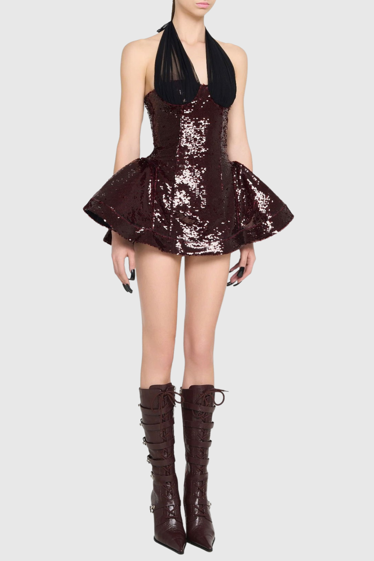 Sonica Mesh Halter Sequin Mini Dress - Stylish beautiful dress for special occasions | Buy Online
