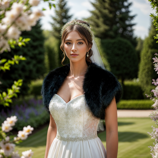 Ellalabel Black faux fur shrug bolero - Crafted from High-quality Fabrication - Designed for Elegant Occasions.