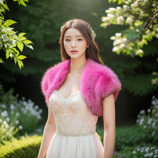 Ellalabel Barbie pink faux fur shrug bolero - Crafted from High-quality Fabrication - Designed for Elegant Occasions.