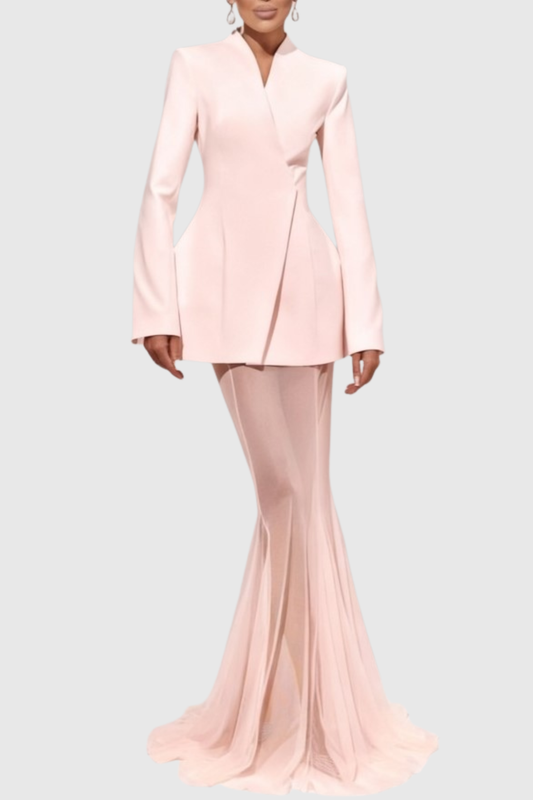 Ellalabel meredith Satin Jacket & Skirt Set - Crafted from Glossy Silk Satin - Designed for Elegant Occasions.