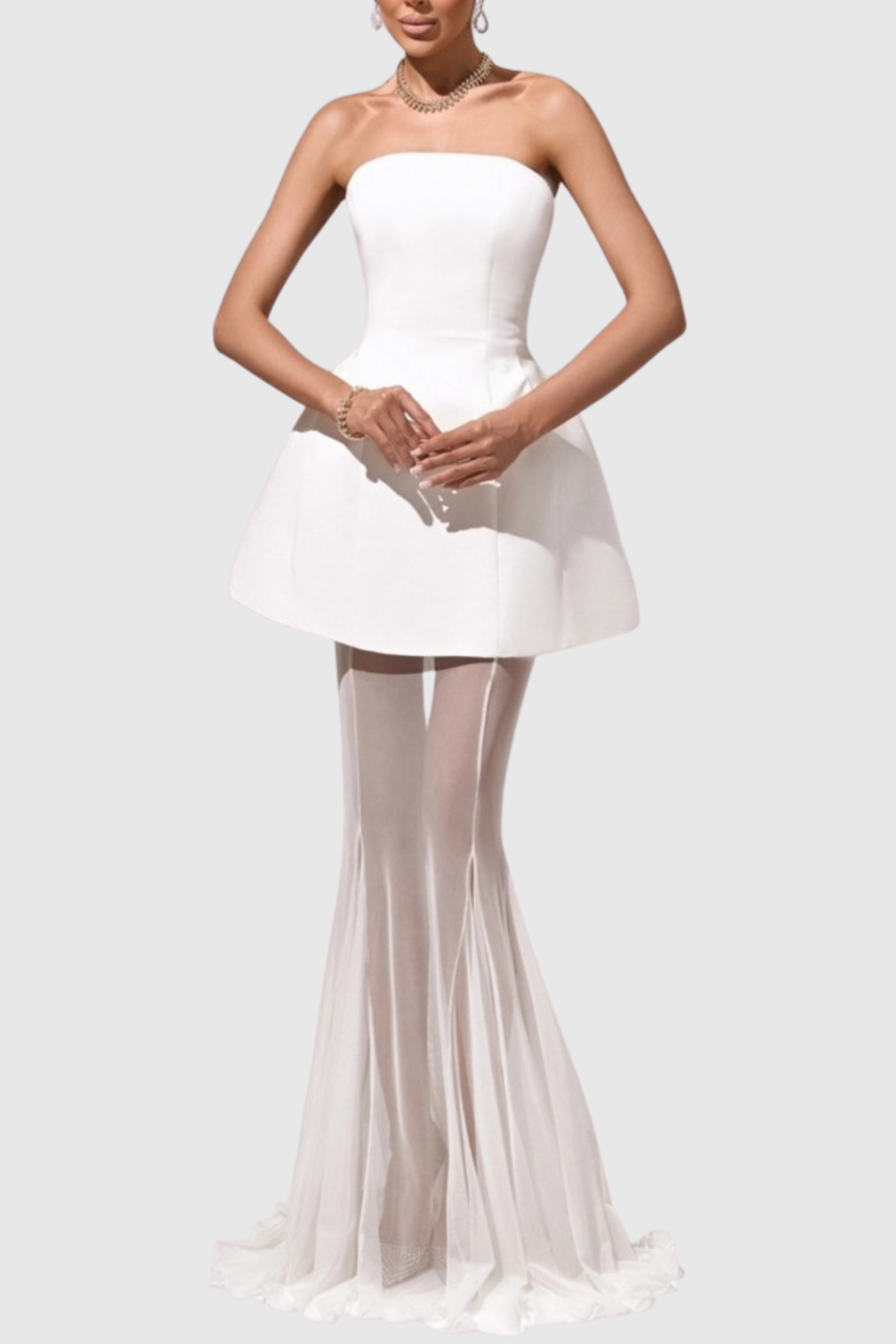 Terlin Strapless Top & Skirt Set - White