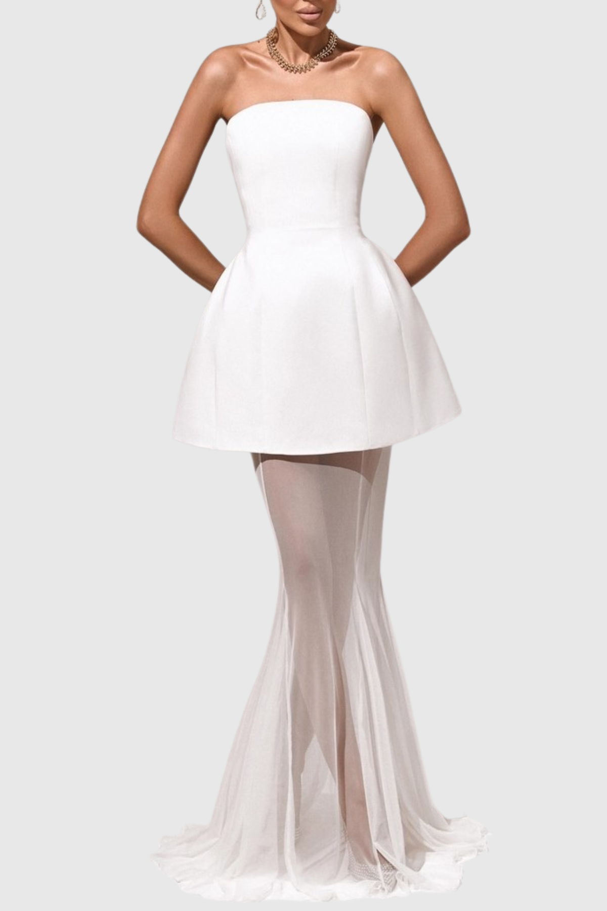 Terlin Strapless Top & Skirt Set - White