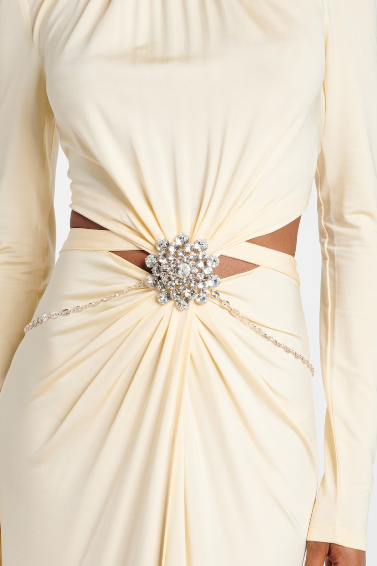 joyce Crystal Embellished Cutout Maxi Dress - Yellow