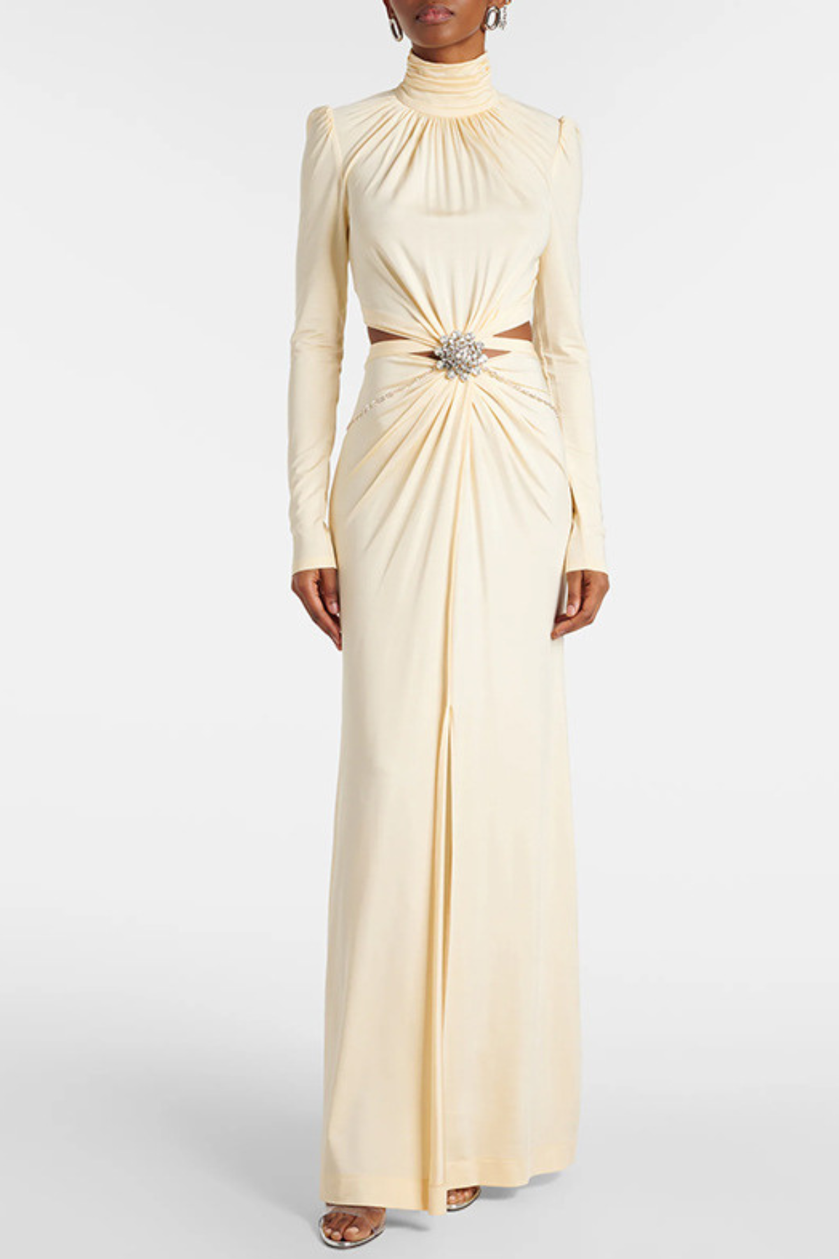 joyce Crystal Embellished Cutout Maxi Dress - Yellow