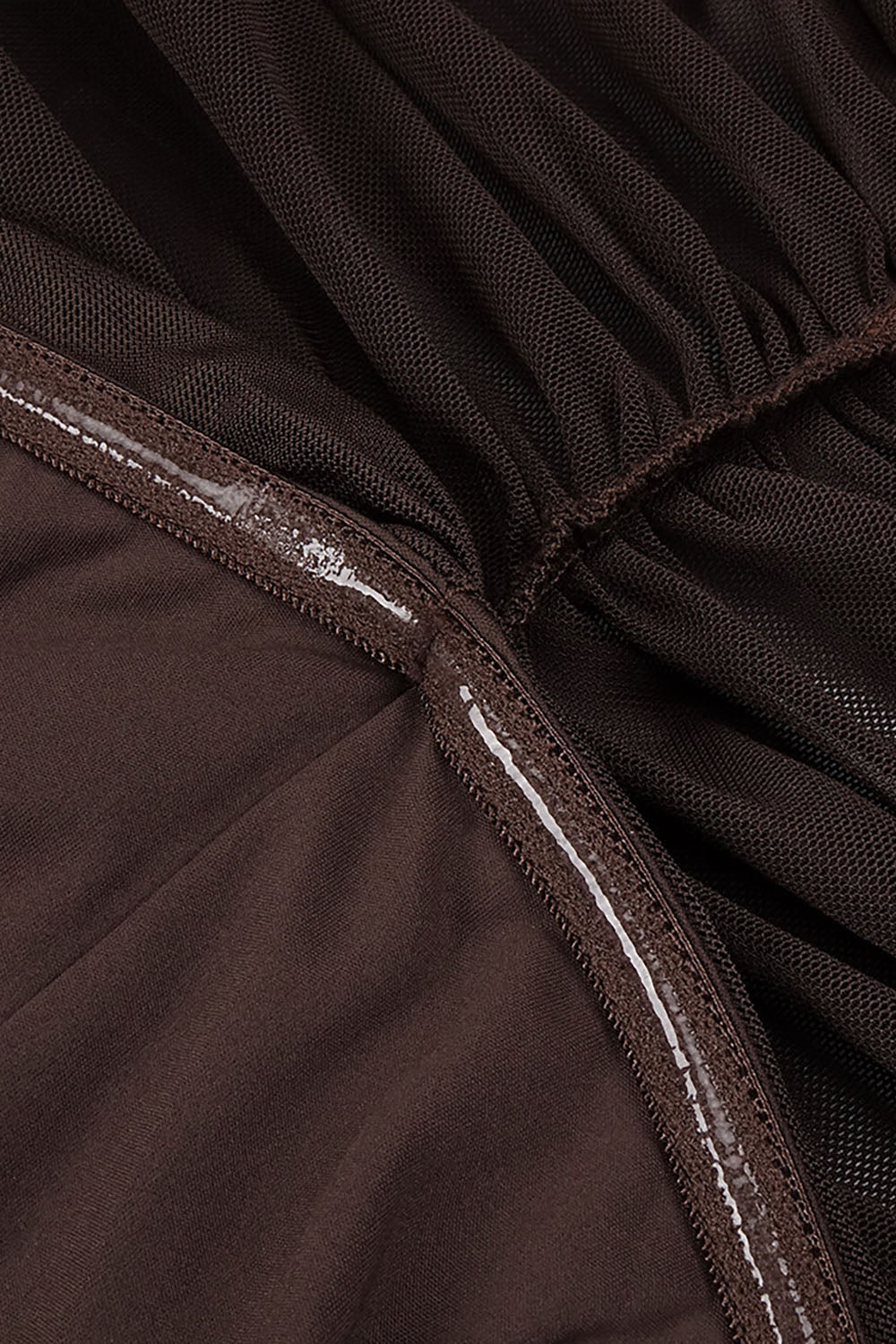 nicole Turtleneck Cut-Out Ruched Mesh Maxi Dress