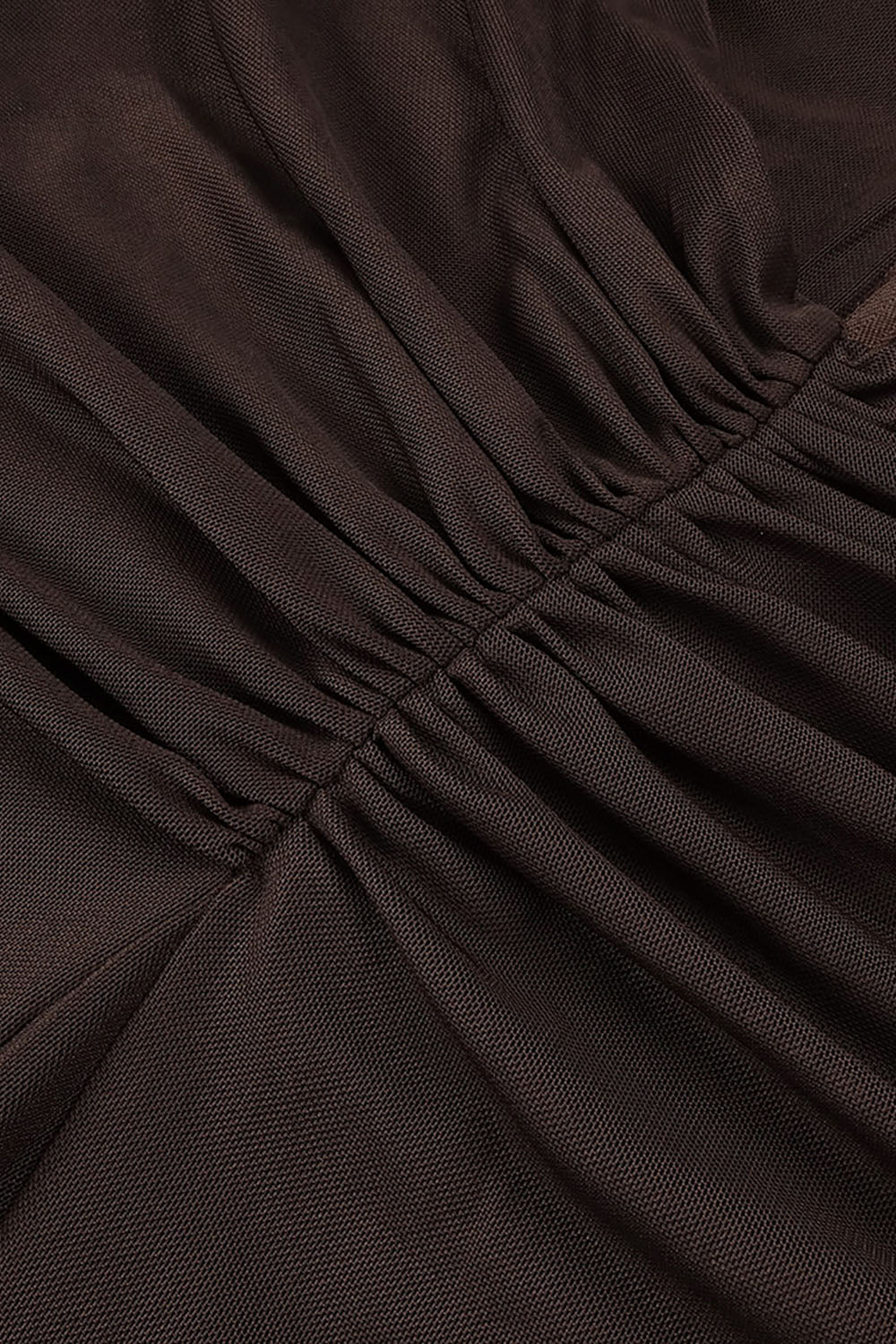 nicole Turtleneck Cut-Out Ruched Mesh Maxi Dress