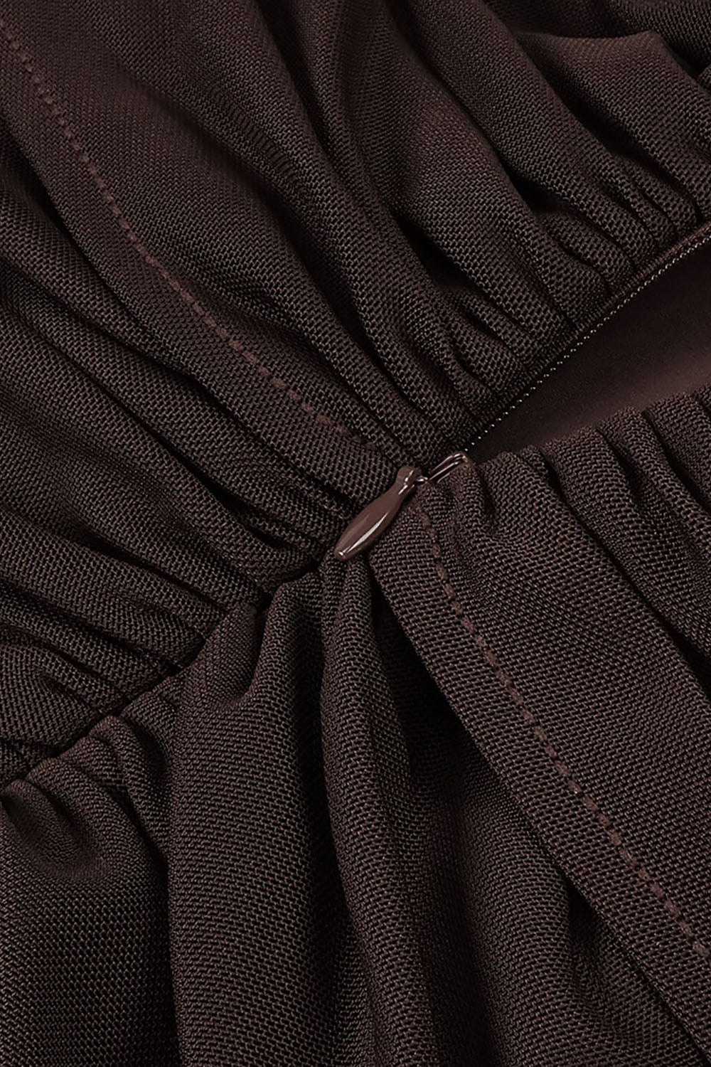 nicole Turtleneck Cut-Out Ruched Mesh Maxi Dress