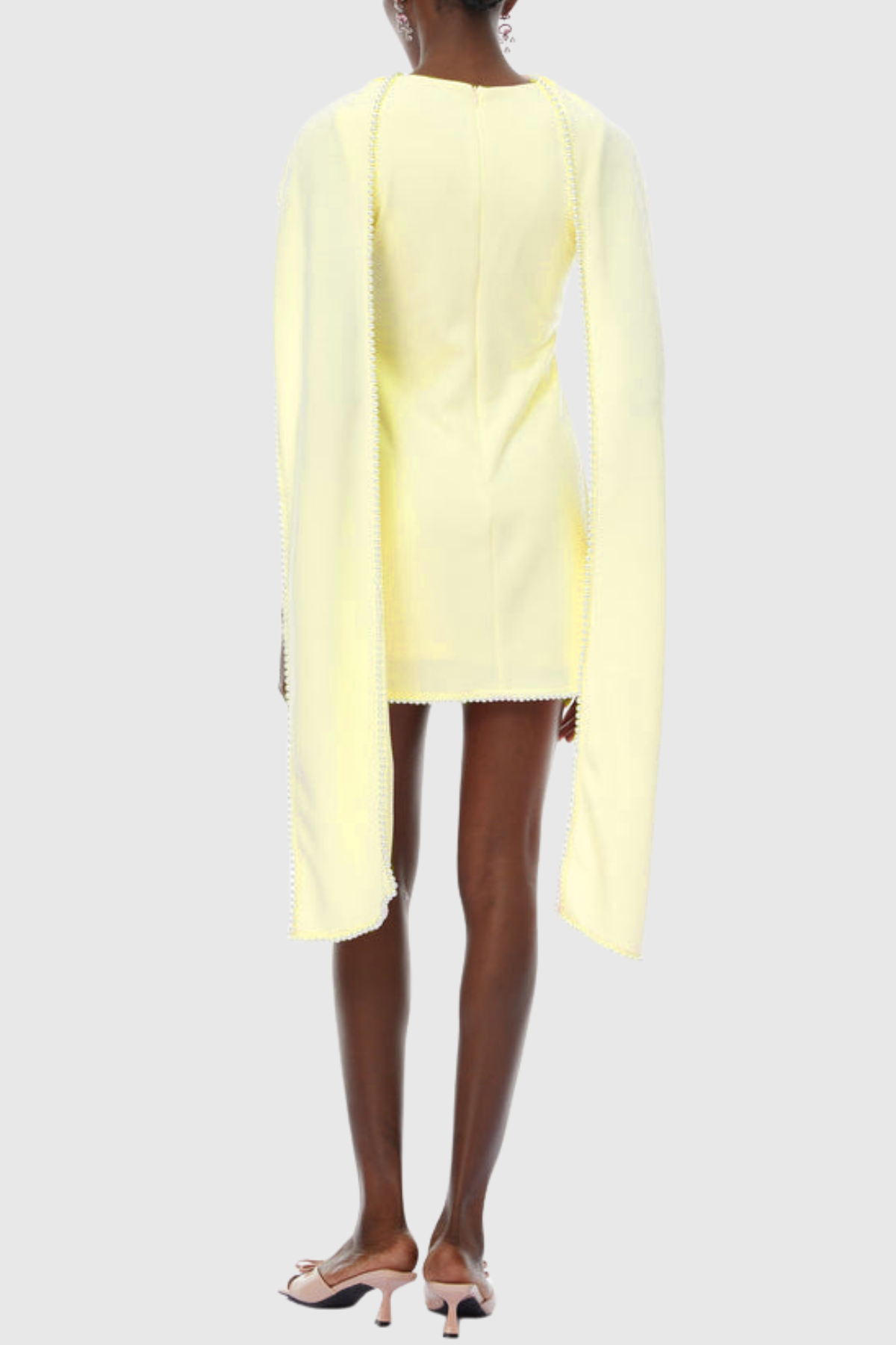 odelette Pearl Trim Shawl Mini Dress - Yellow
