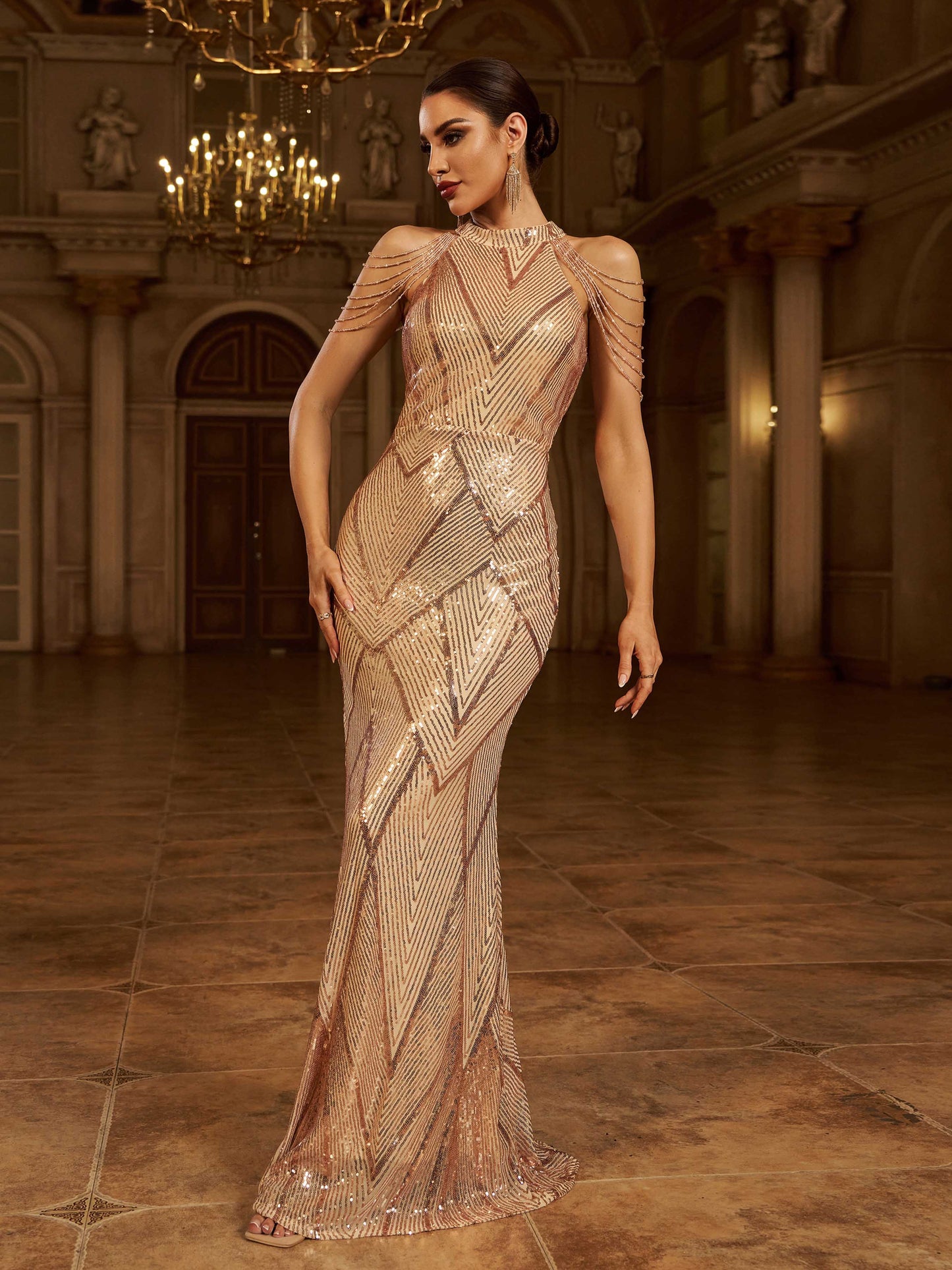 Shop  beautiful dress - Perfect for special occasions | Geometric Sequin Chain Mermaid Prom Dress