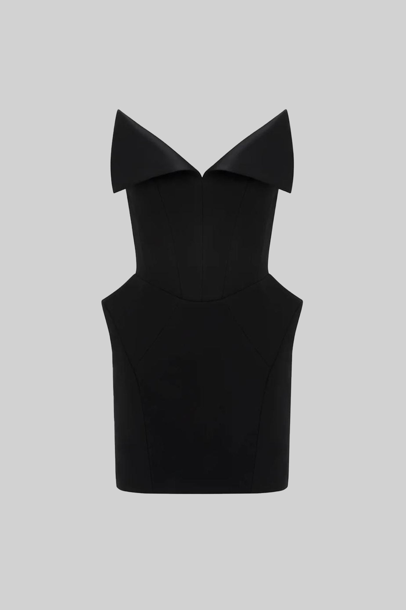 annabelle black Folded Collar Corset Mini Dress