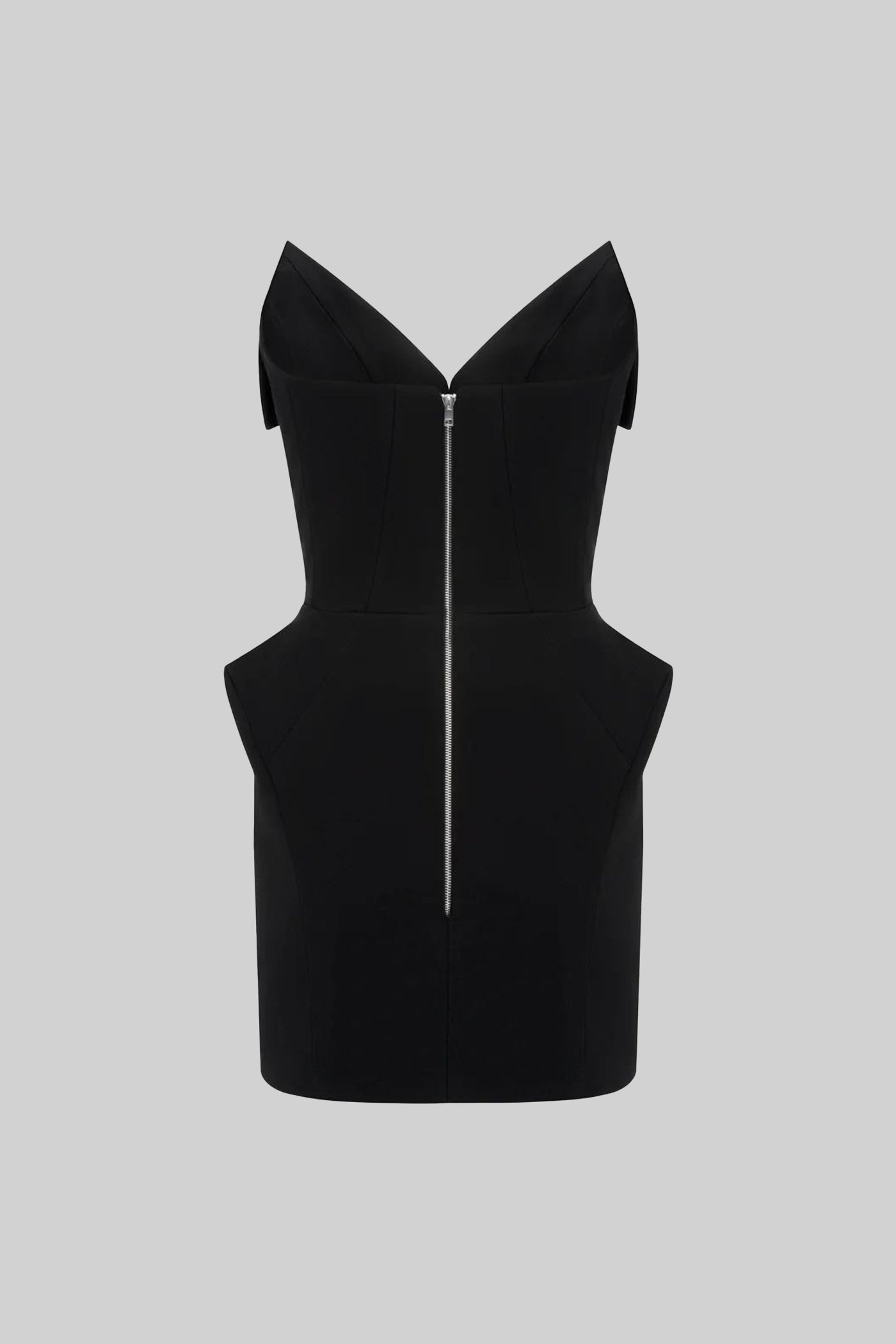 annabelle black Folded Collar Corset Mini Dress