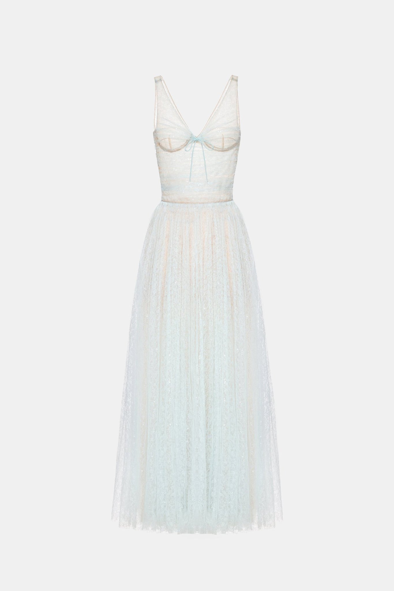 quintina blue draped tulle fishbone maxi dress