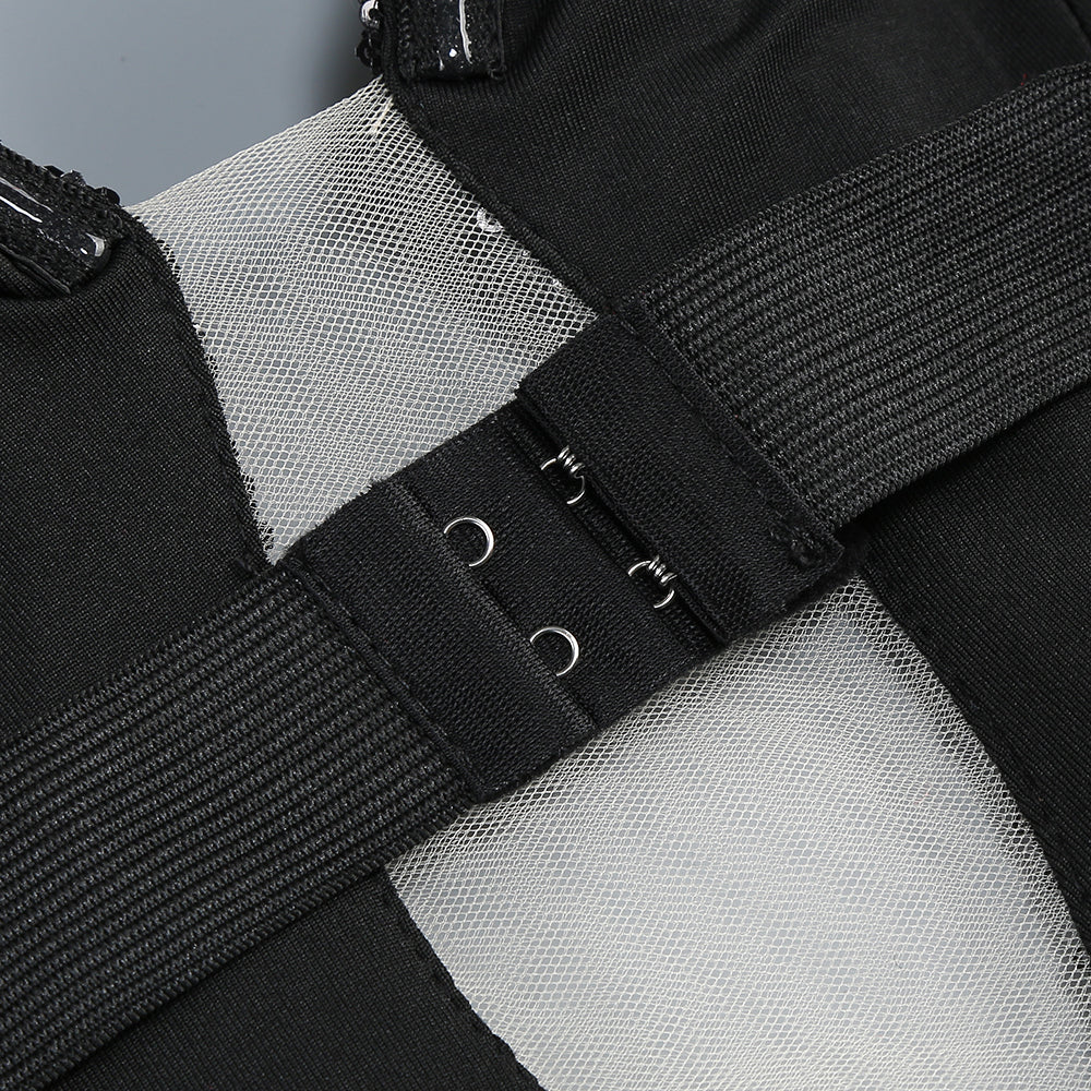 vivien off-shoulder sequin prom maxi dress in black