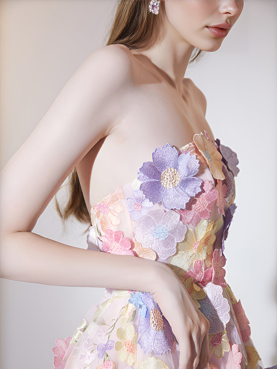 prima floral embroidery midi dress in pastel pink