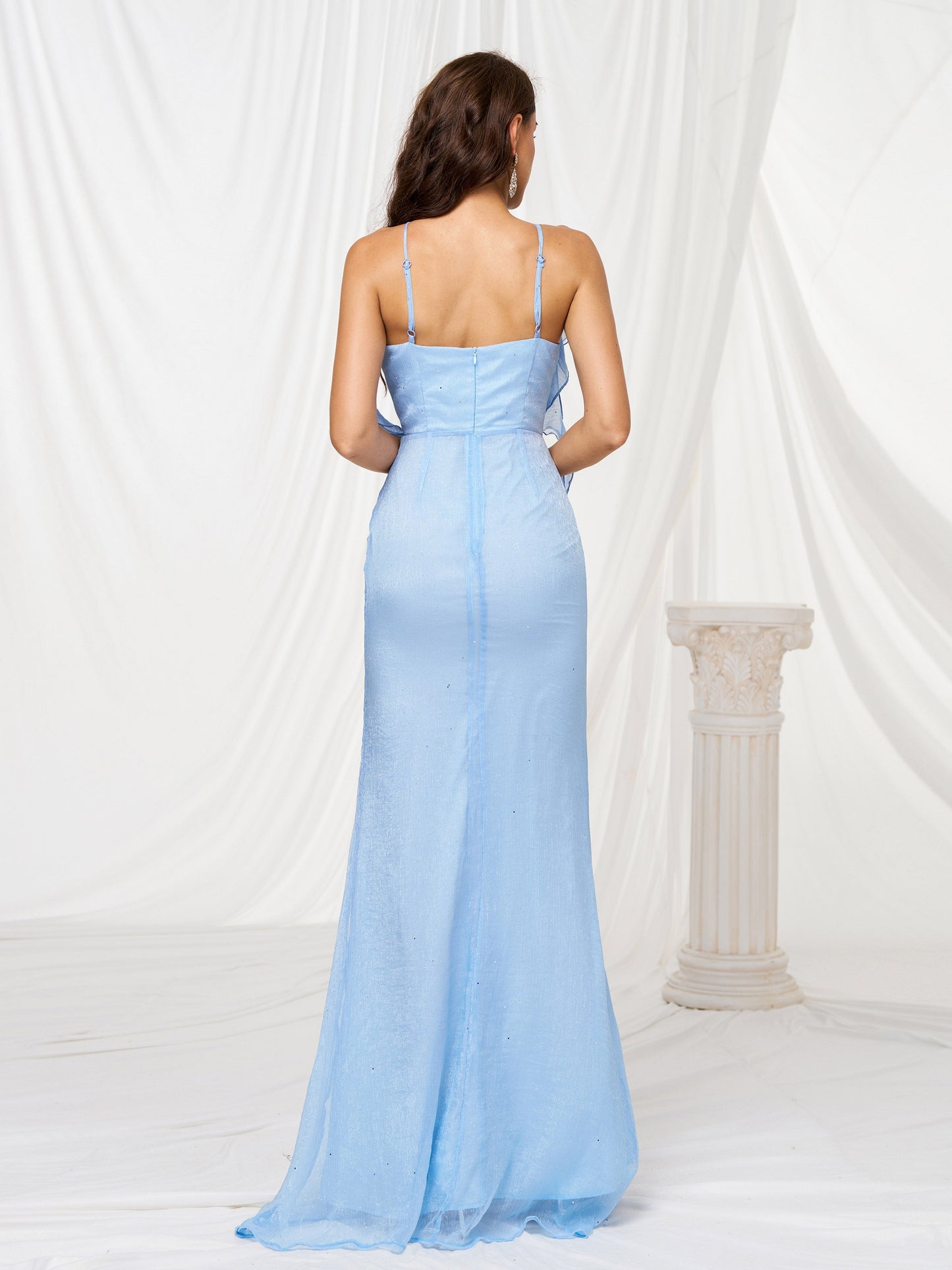 Shop  blue dress - Perfect for special occasions | Halter Appliqued Mermaid Blue Tulle Dress