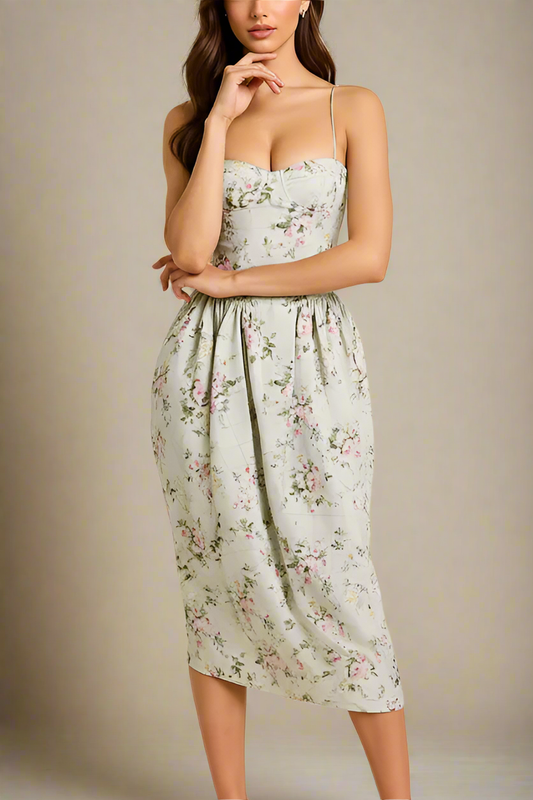 Ellalabel Everly Midi Dress - Mint Green in Mint Green - Crafted from High-quality Fabrication- Perfect for Garden Parties and Resort Wear.