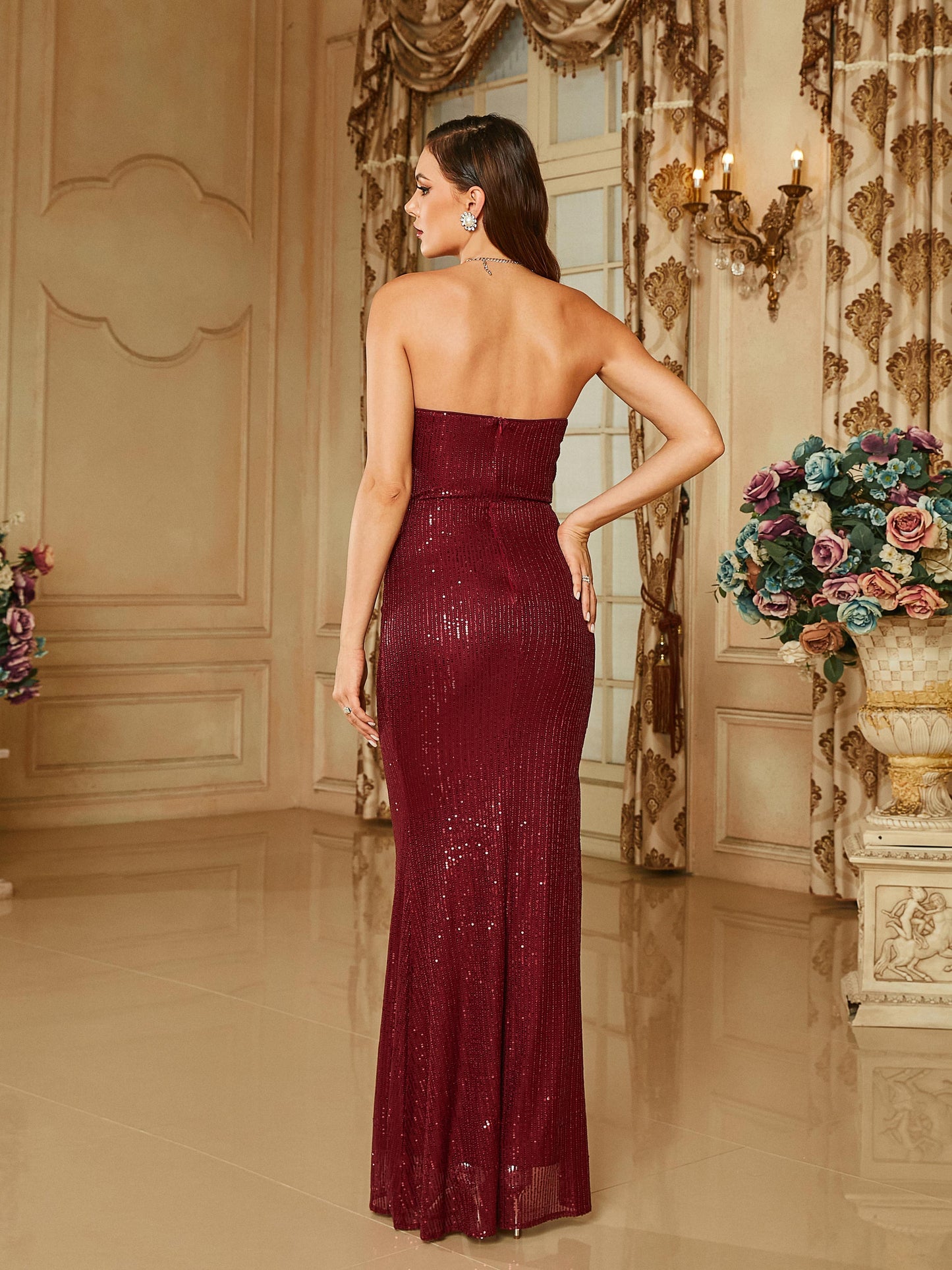 Strapless Backless Cutout Split Off Shoulder Mermaid Prom Dress - Stylish beautiful dress for special occasions | Buy Online