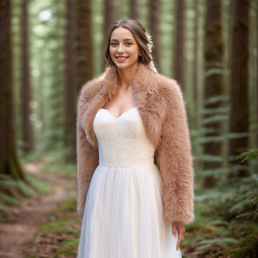Ellalabel Honey brown faux fur bolero - Crafted from High-quality Fabrication - Designed for Elegant Occasions.