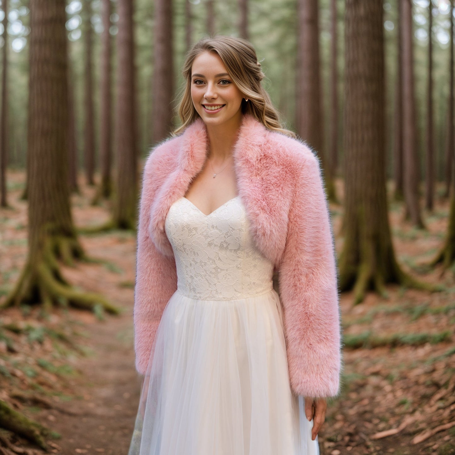 Pink faux fur bolero