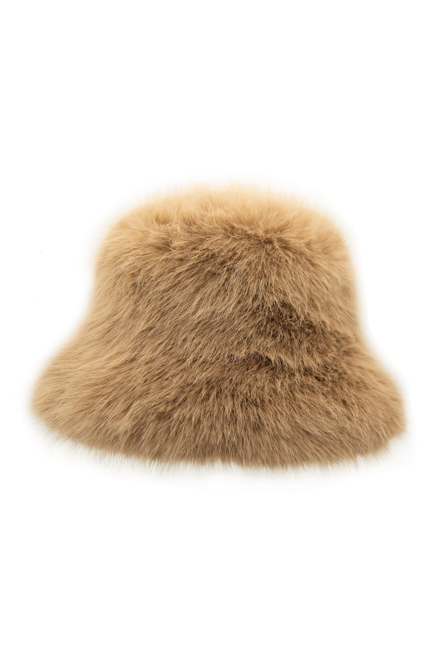 Brown faux fur bucket hat