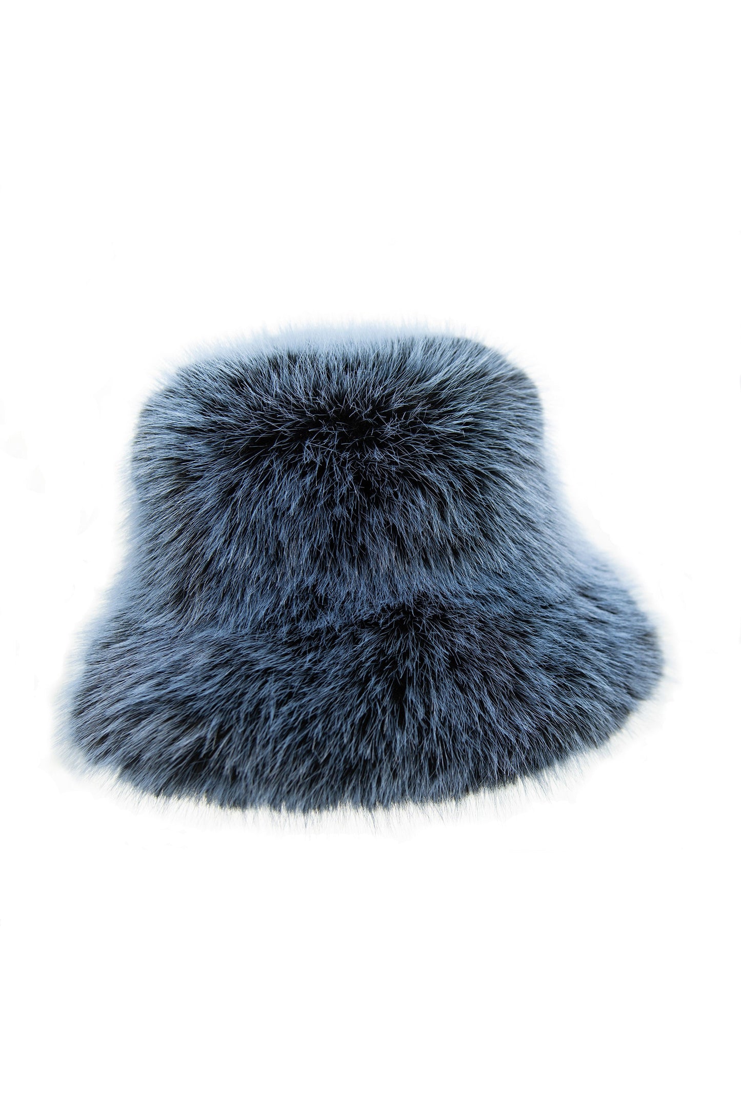 Gray black two tone faux fur bucket hat