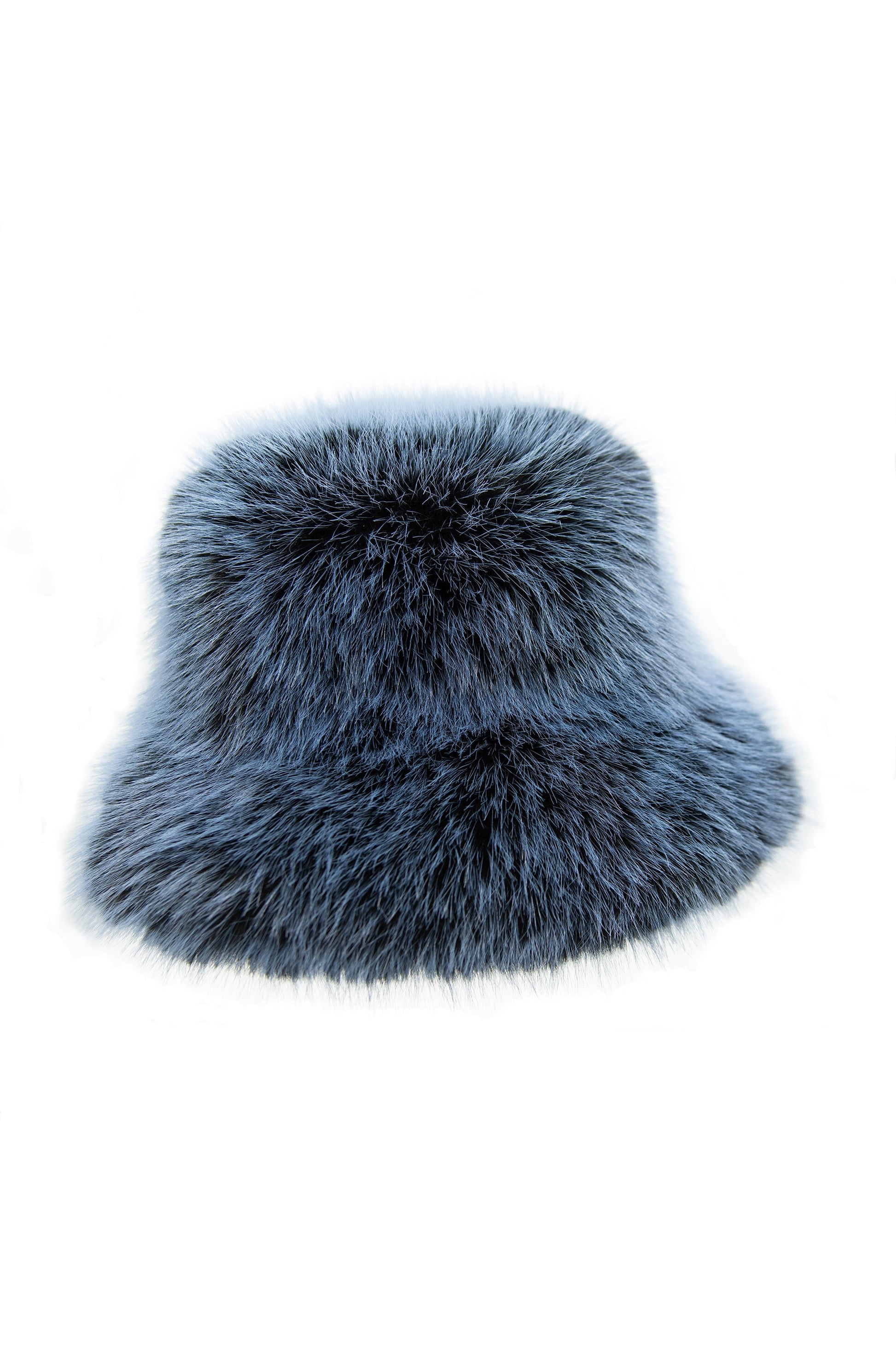 Gray black two tone faux fur bucket hat
