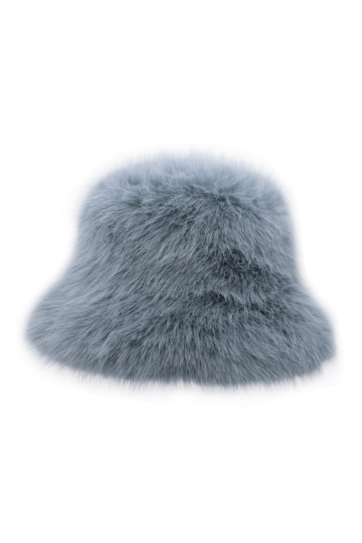 Gray faux fur bucket hat