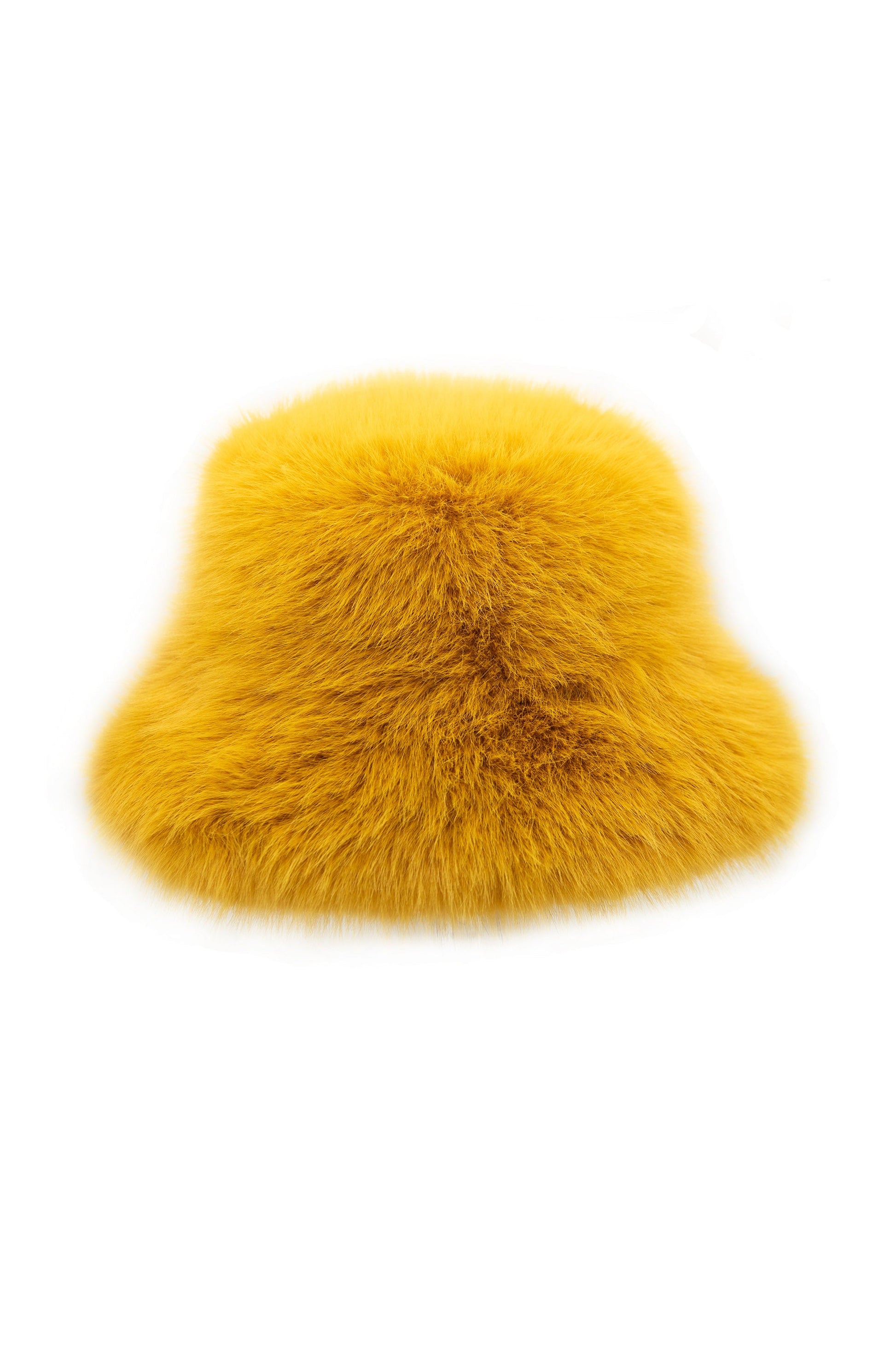 Mustard faux fur bucket hat