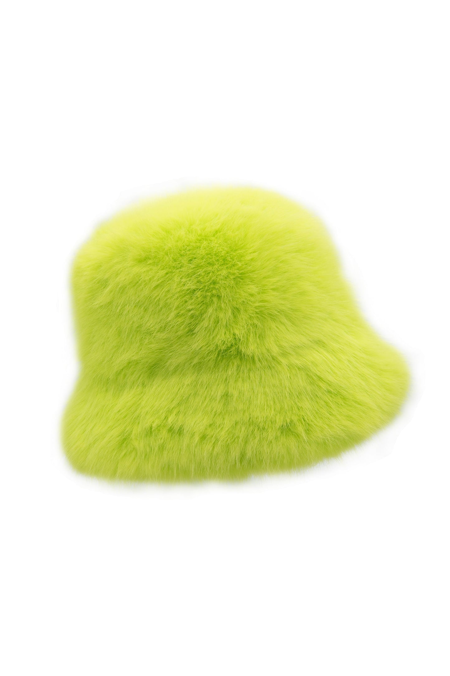 Neon green faux fur bucket hat