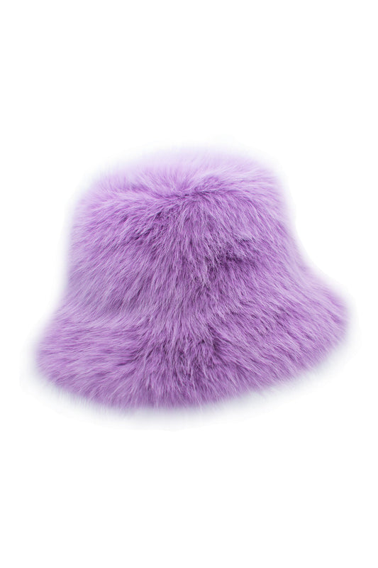 Ellalabel Light purple faux fur bucket hat - Crafted from High-quality Fabrication - Designed for Elegant Occasions.