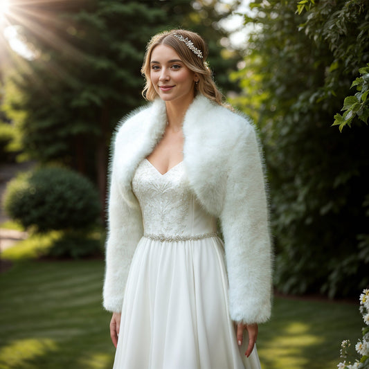 Ellalabel Light ivory faux fur bolero - Crafted from High-quality Fabrication - Designed for Elegant Occasions.