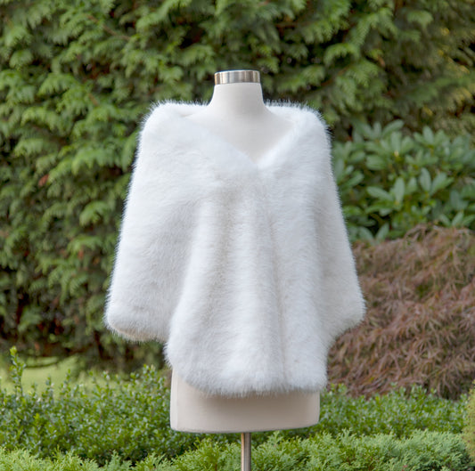 Ellalabel 20" wide pure light ivory faux fur wrap in Pure light ivory - Crafted from High-quality Fabrication - Designed for Elegant Occasions.
