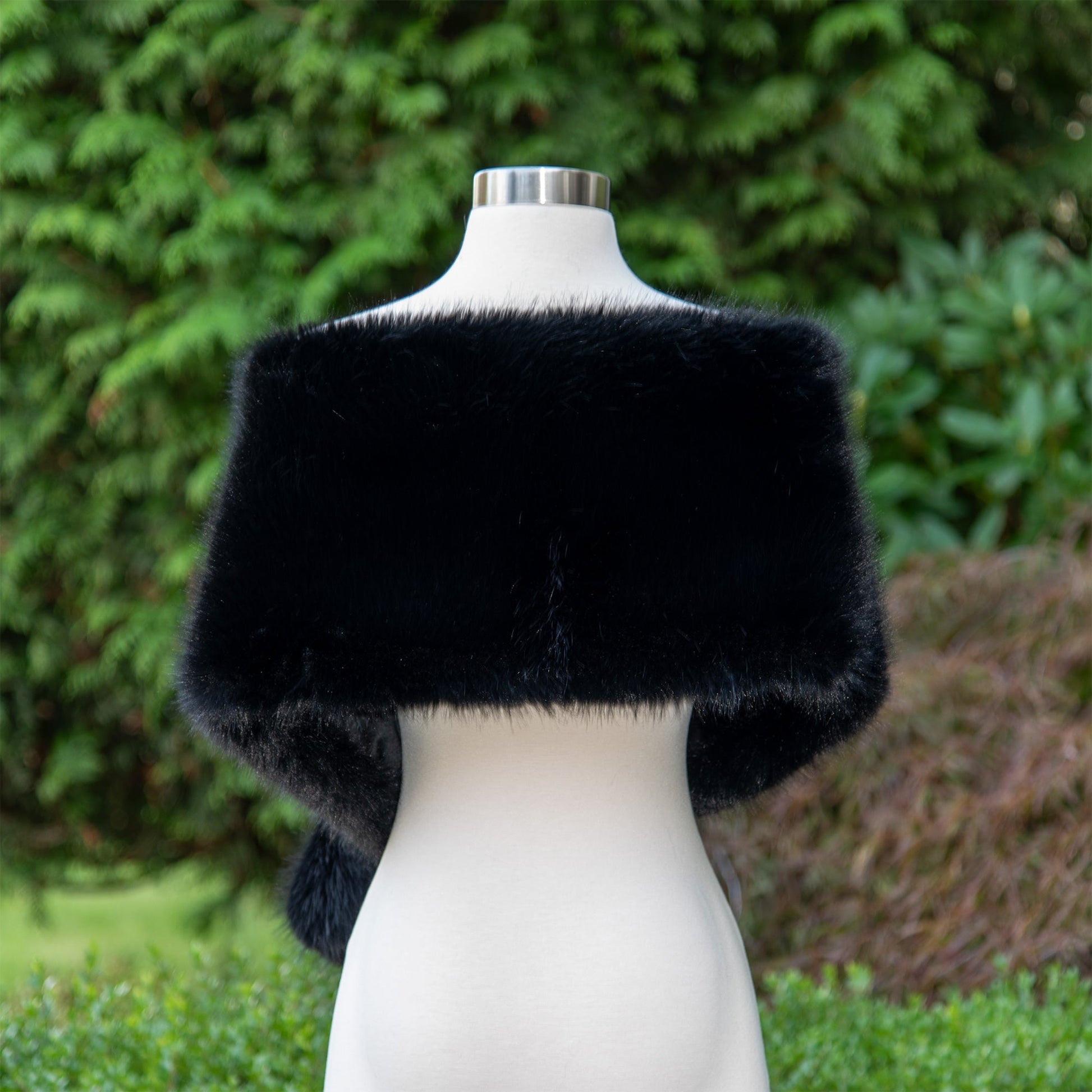 Black faux fur wrap bridal shawl wedding cape