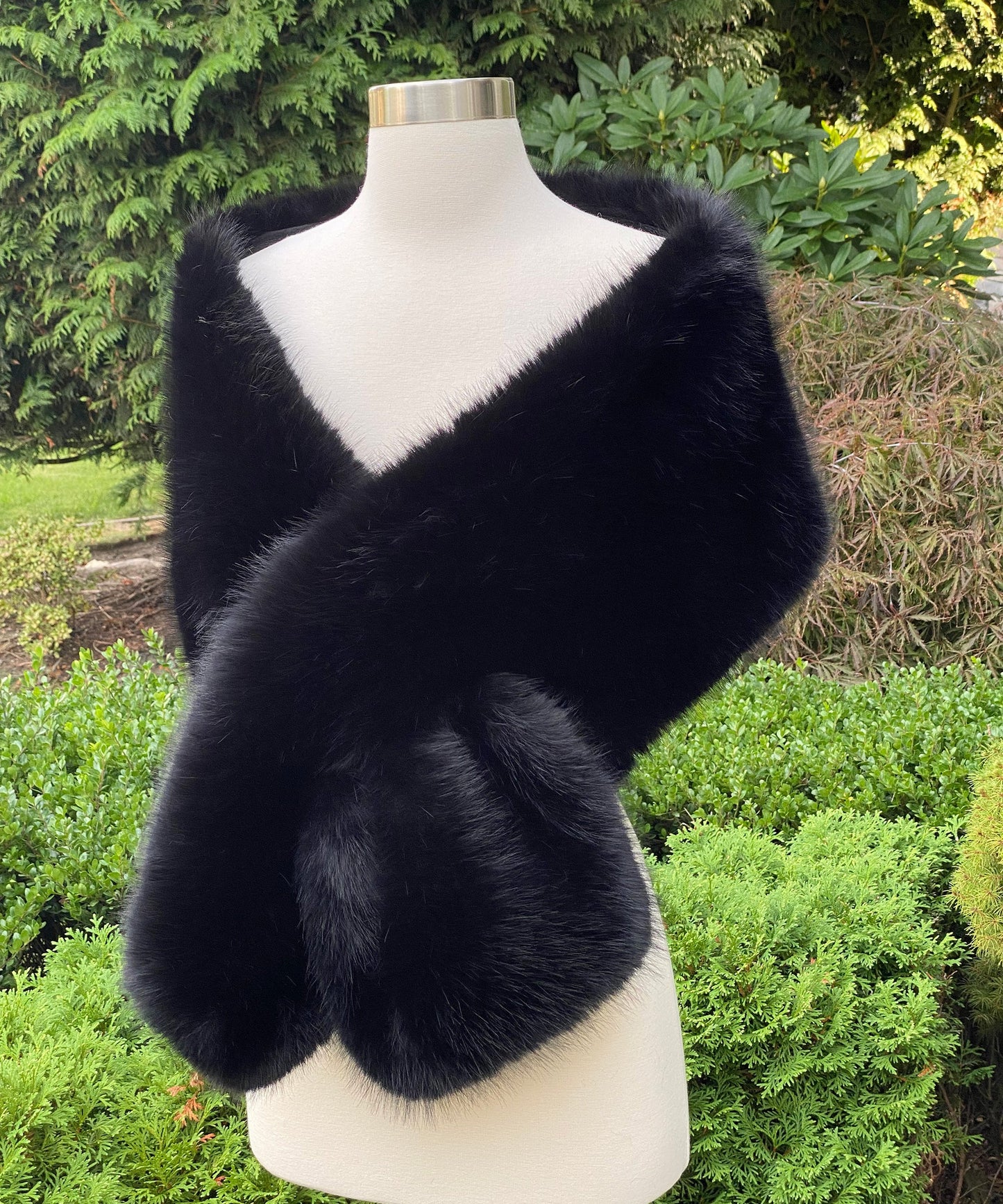 Black faux fur wrap bridal shawl wedding cape