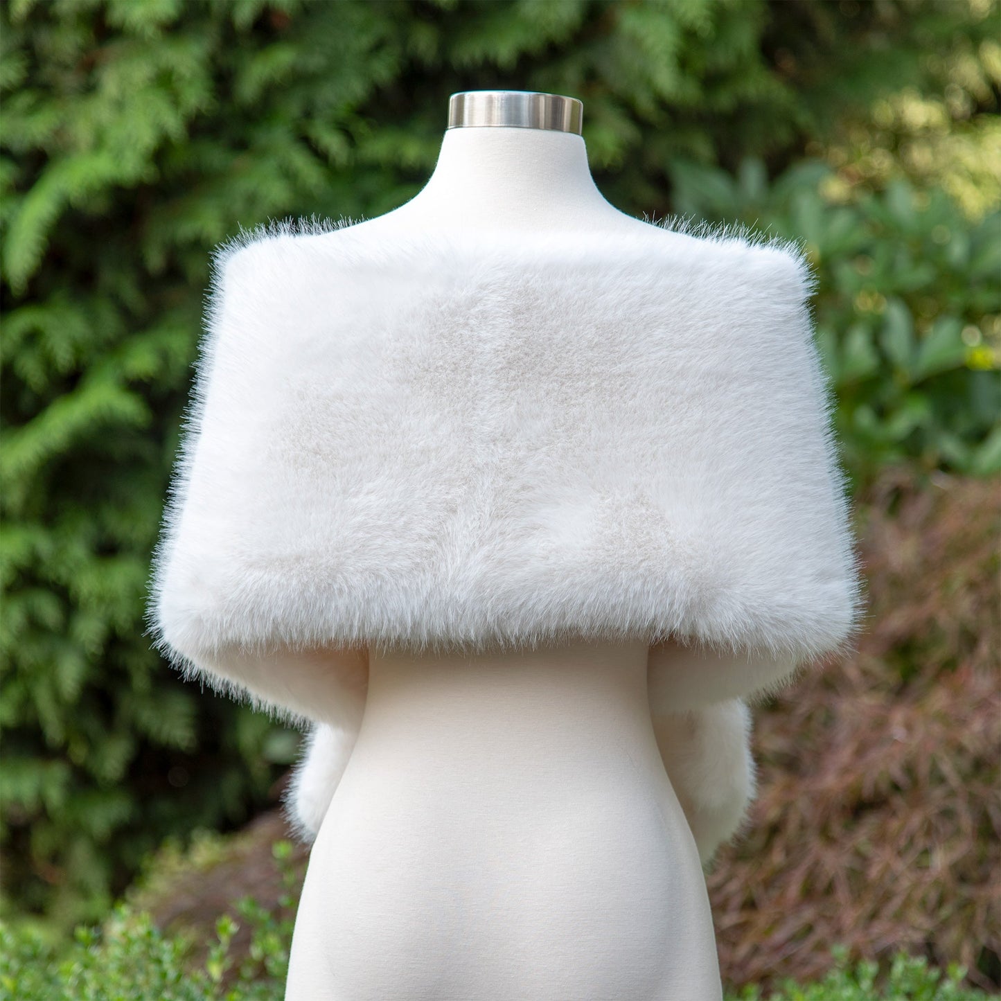 Light ivory faux fur wrap bridal shawl wedding cape